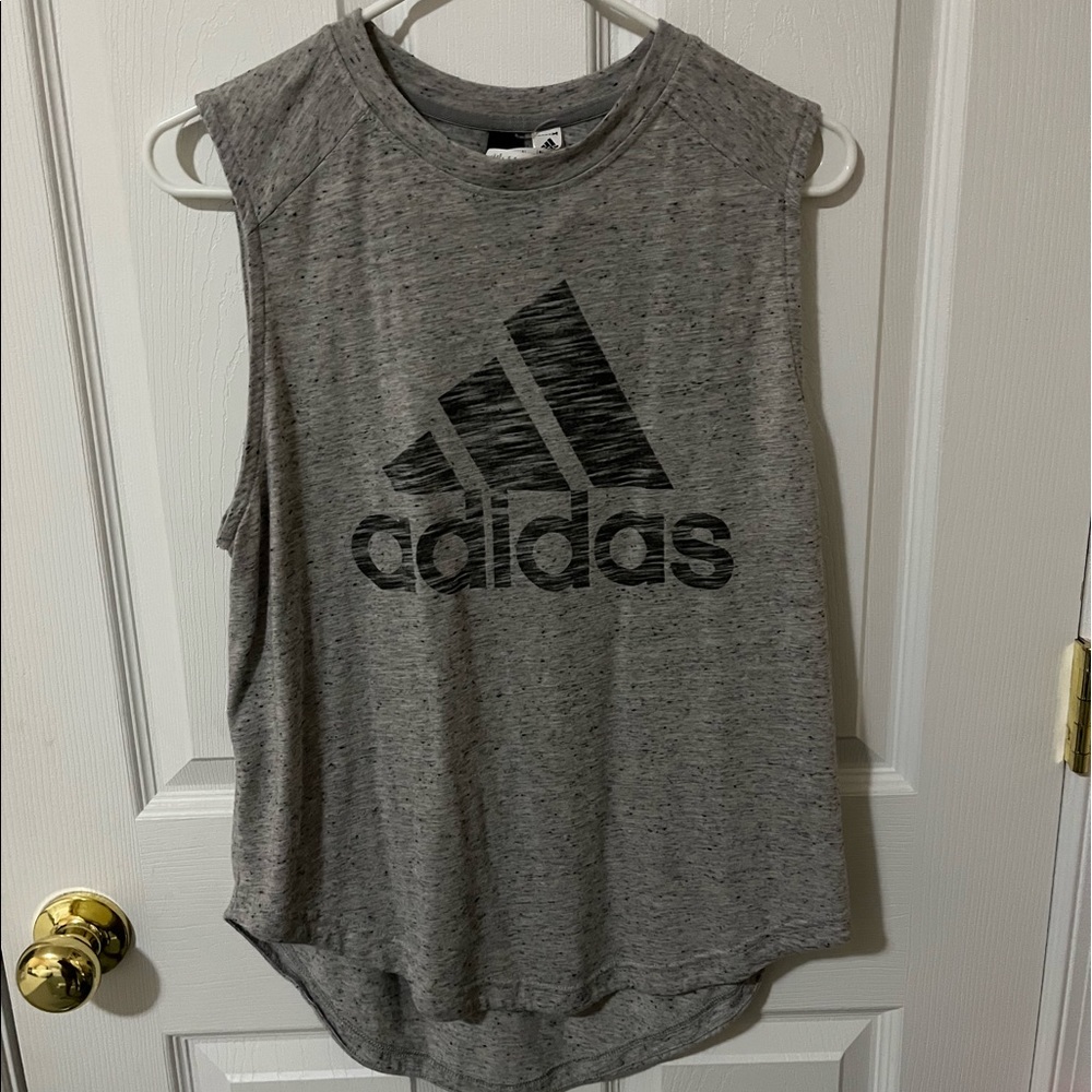 grey adidas tank top